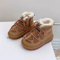 2025 New Winter Children Snow Boots Genuine Leather Warm Plush Toddler Boys Shoes Non-Slip Fashion Baby Girls Boots 1-6 Years