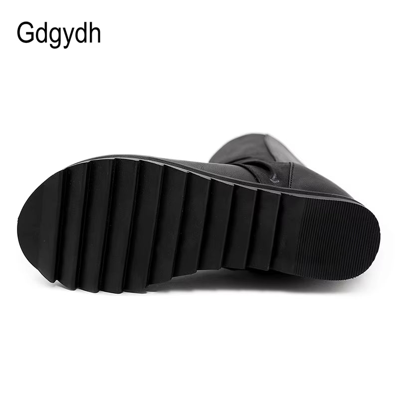 Zipper Design Black Women Shoes Wedges 2022 New Spring Autumn Open Toe Leather Mid-Calf Boots for Women Promotion Sale