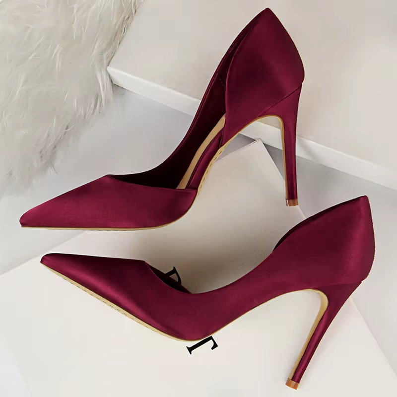 Satin Stiletto Pumps for Women