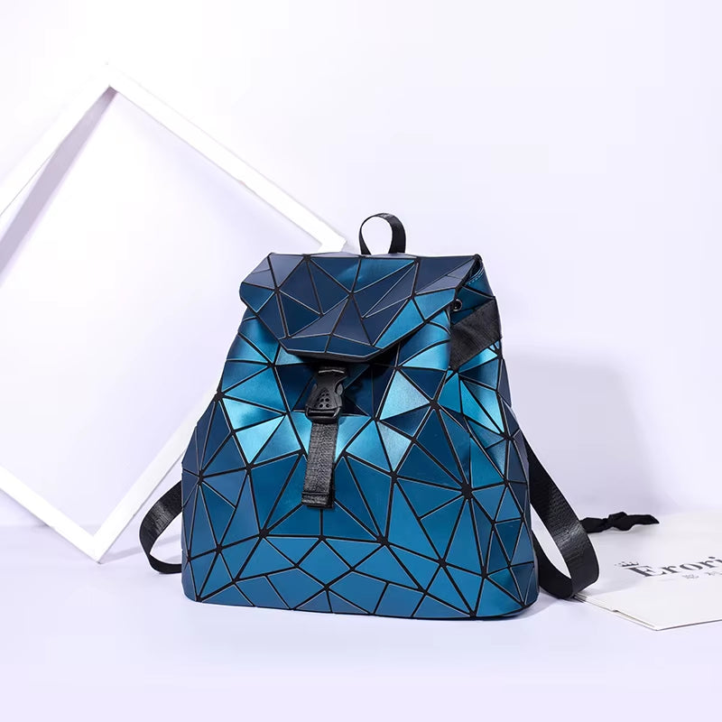 Women Backpack Matte Geometric Bag Female Backpacks for Teenage Girls Bagpack Drawstring Bag Holographic Backpack