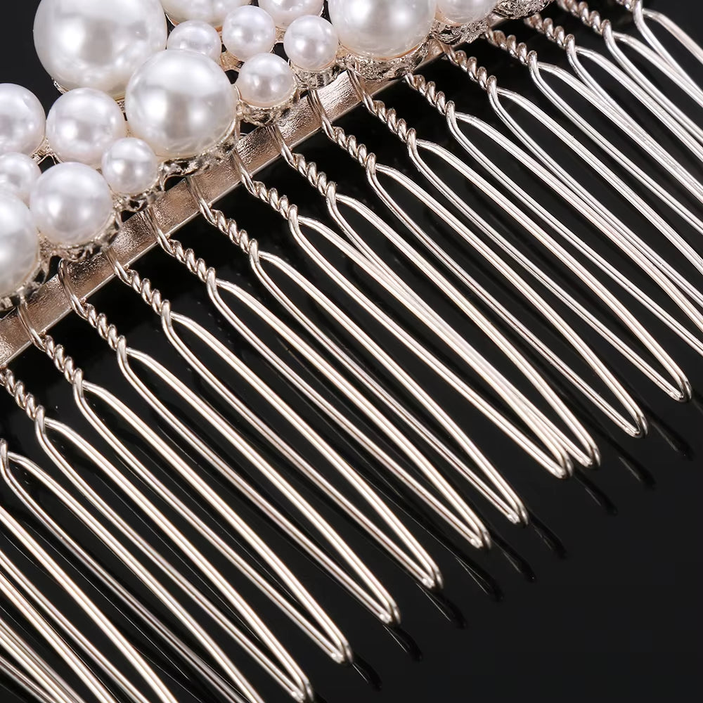 Women Bridal Rhinestone Clips Pearl Hair Combs Wedding Hair Accessories Hair Pin Bride Barrette Hair Tiara Jewelry Accessories