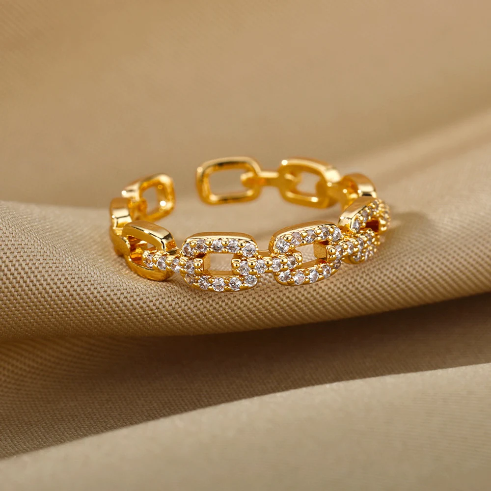 Women’s Gold Stainless Steel Geometric Open Ring