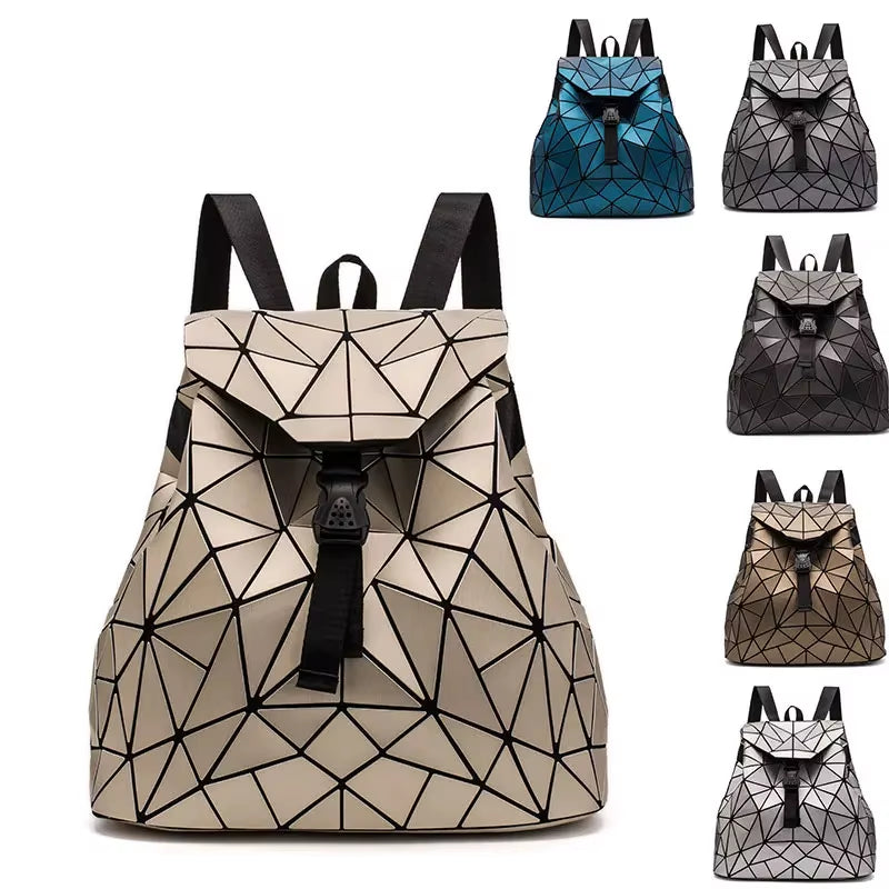 Women Backpack Matte Geometric Bag Female Backpacks for Teenage Girls Bagpack Drawstring Bag Holographic Backpack