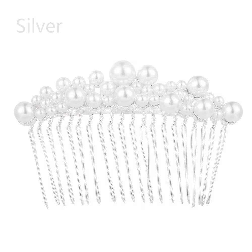 Women Bridal Rhinestone Clips Pearl Hair Combs Wedding Hair Accessories Hair Pin Bride Barrette Hair Tiara Jewelry Accessories