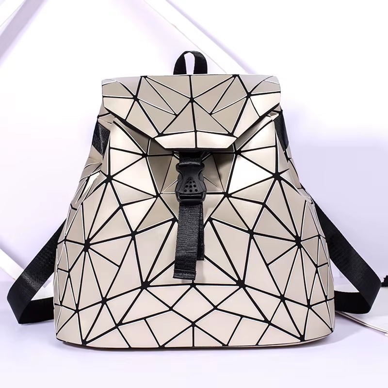 Women Backpack Matte Geometric Bag Female Backpacks for Teenage Girls Bagpack Drawstring Bag Holographic Backpack
