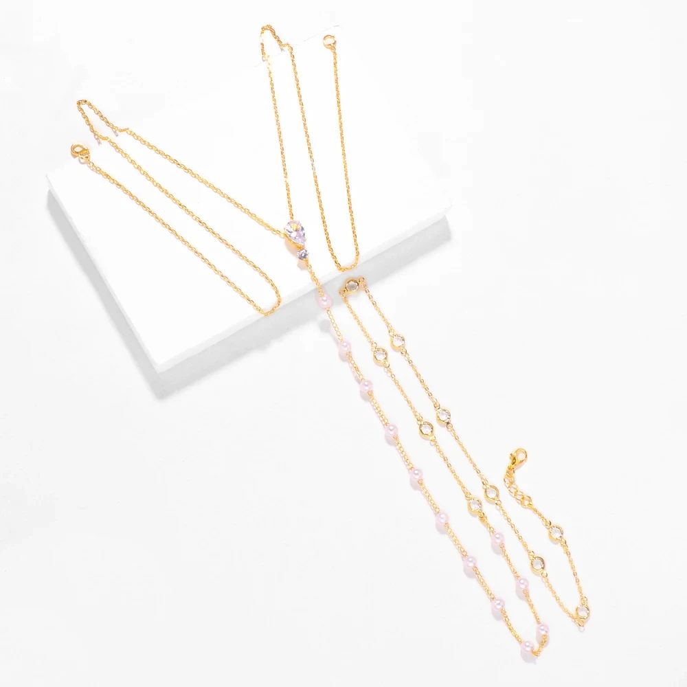 Bridal Pearl Back Chain Body Jewelry