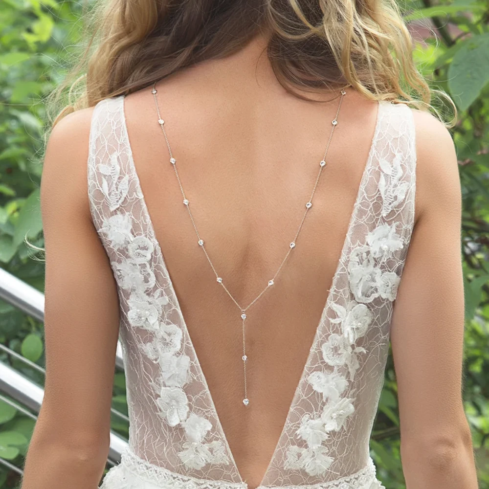 Bridal Pearl Back Chain Body Jewelry