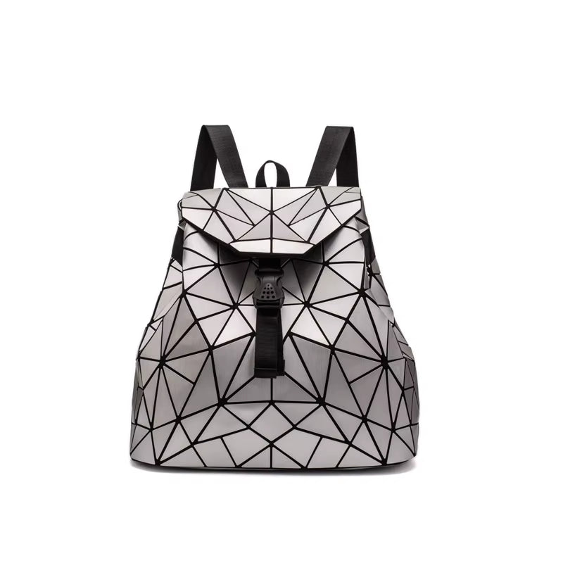 Women Backpack Matte Geometric Bag Female Backpacks for Teenage Girls Bagpack Drawstring Bag Holographic Backpack