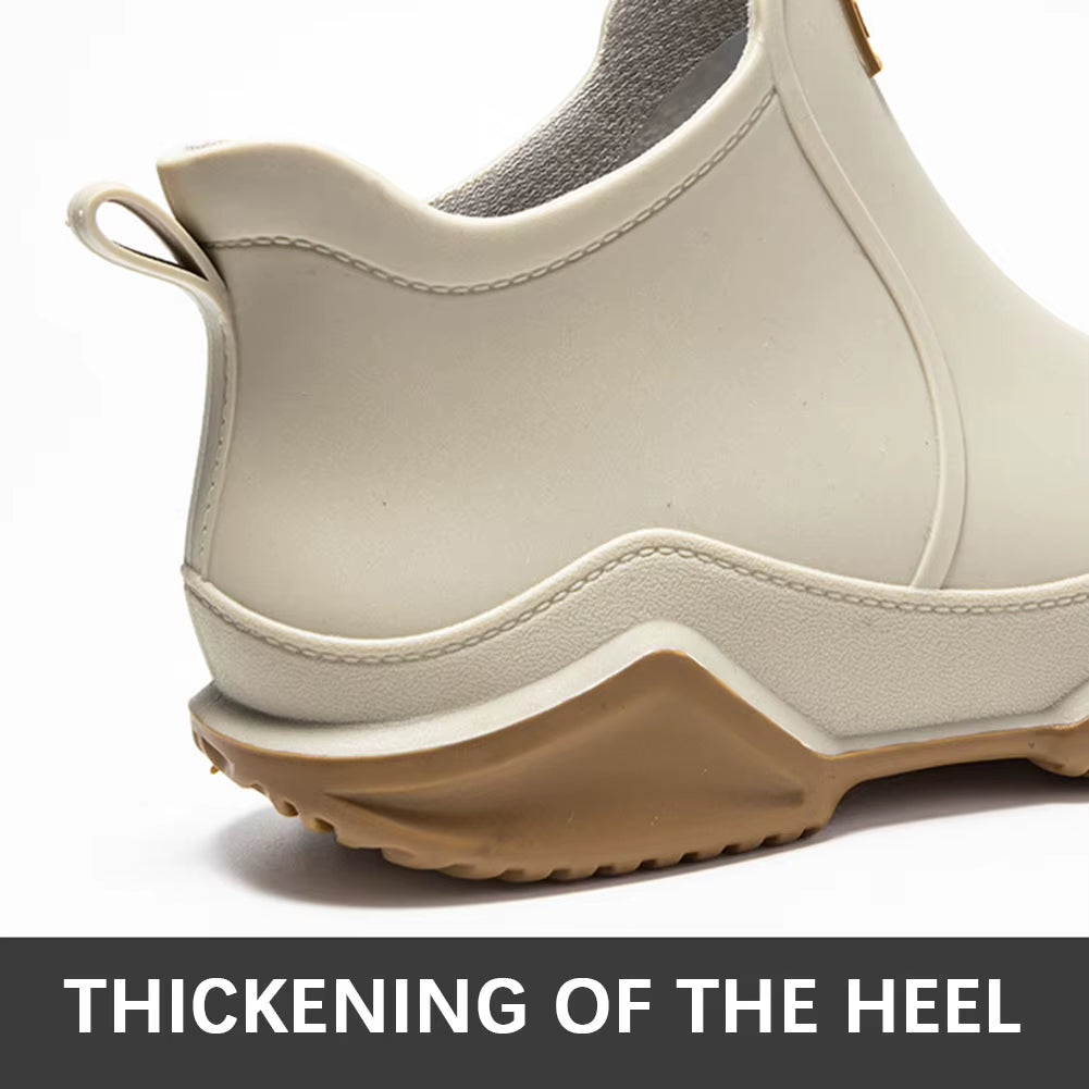Rain-Boots Waterproof Boots Unisex Short Ankle Rain-Boots with Removable Cotton Lining PVC Thicken Rain-Boots for Men Women